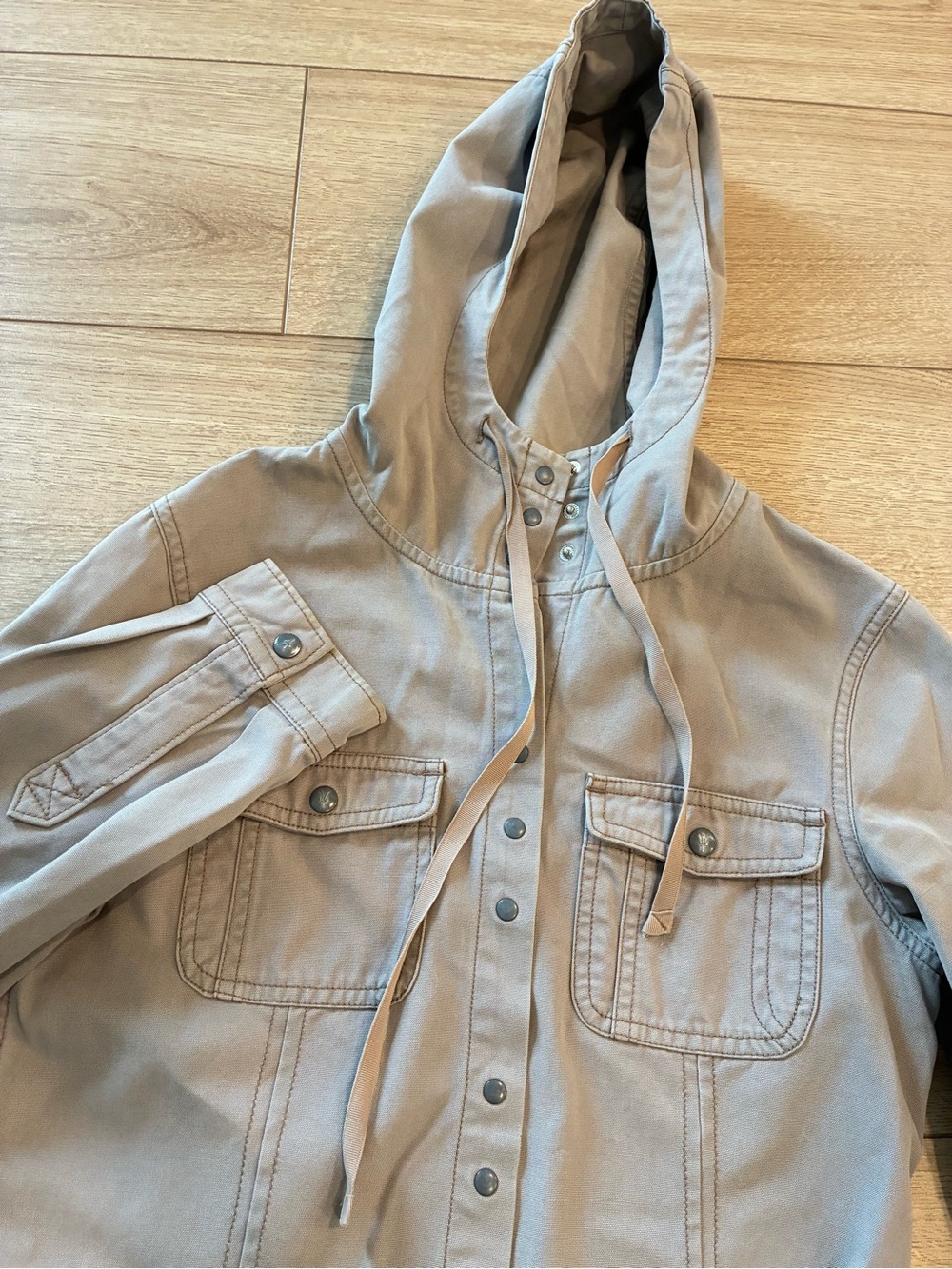 Ibex Women’s GOTS Organic Cotton Hooded Embroidered Utility Jacket Size XS